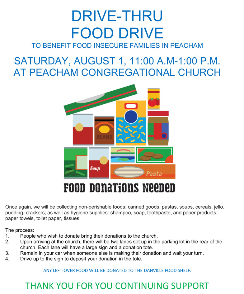Food drive at Peacham Church - Aug 1